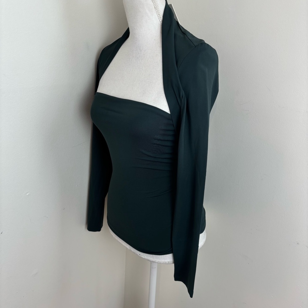 Aritzia Contour Flourish Long sleeve Blouse in Forest Green Size Medium NWT - Picture 4 of 7